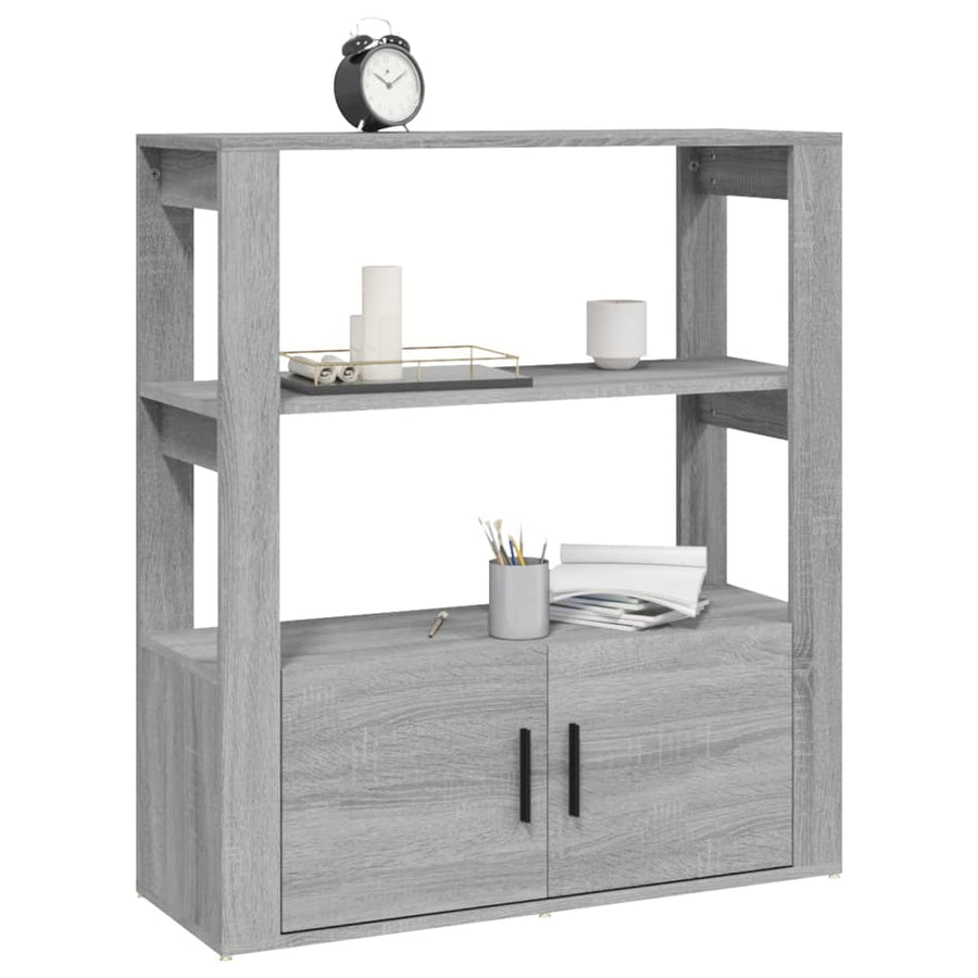 Dressoir 80X30X90 Cm Bewerkt Hout Eikenkleurig Grijs sonoma