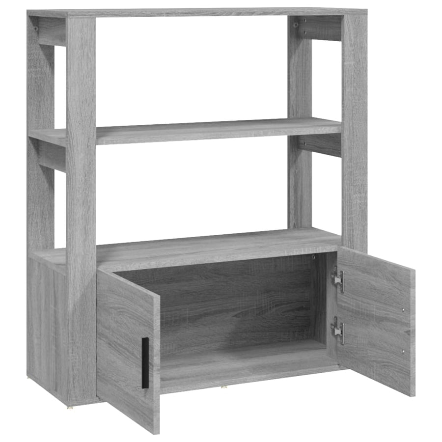 Dressoir 80X30X90 Cm Bewerkt Hout Eikenkleurig Grijs sonoma