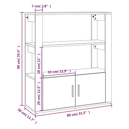 Dressoir 80X30X90 Cm Bewerkt Hout Eikenkleurig Grijs sonoma