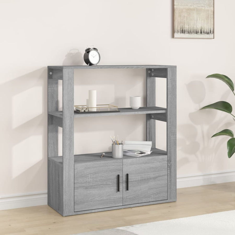 Dressoir 80X30X90 Cm Bewerkt Hout Eikenkleurig Grijs sonoma