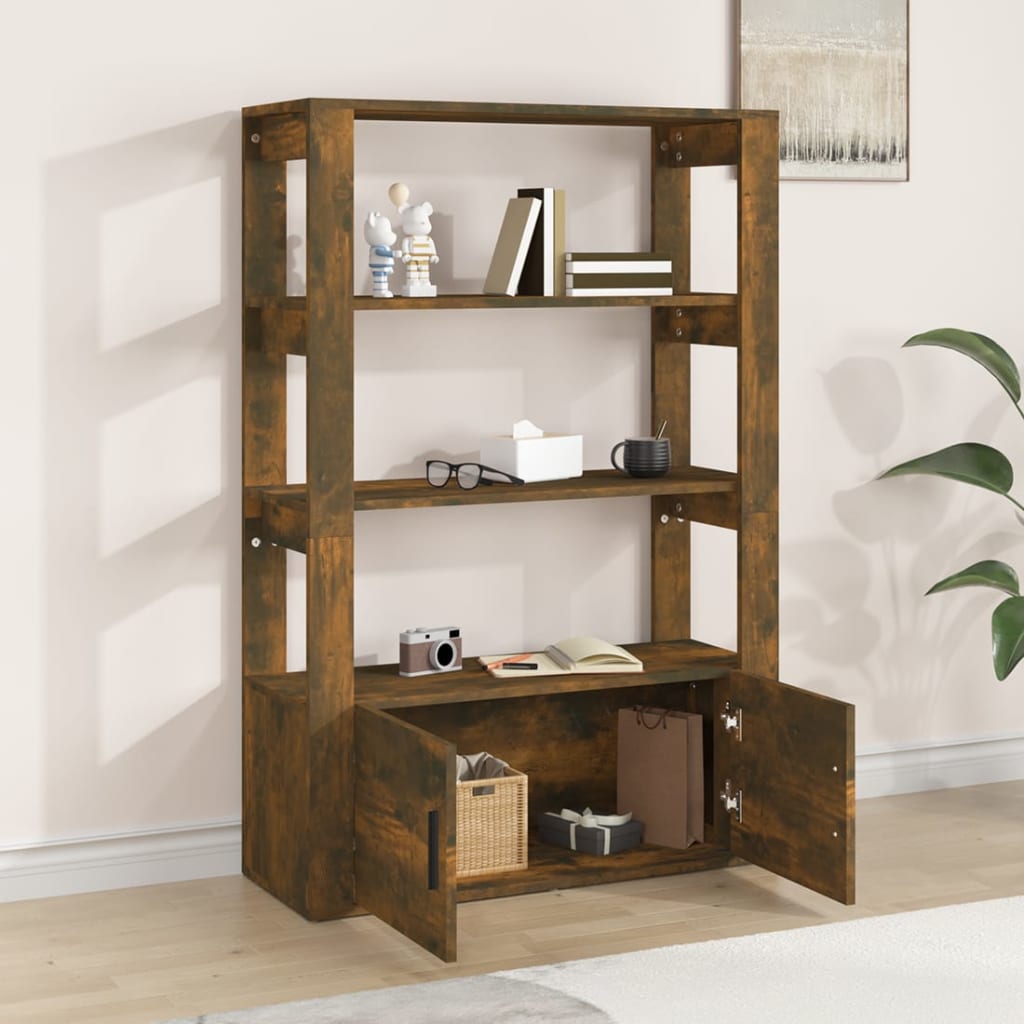 Dressoir 80X30X119,5 Cm Bewerkt Hout Gerookt Eikenkleurig