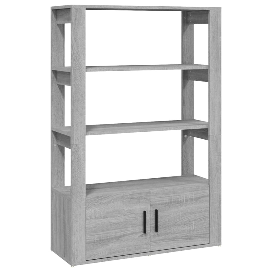 Dressoir 80X30X119,5 Cm Bewerkt Hout Eikenkleurig Grijs sonoma