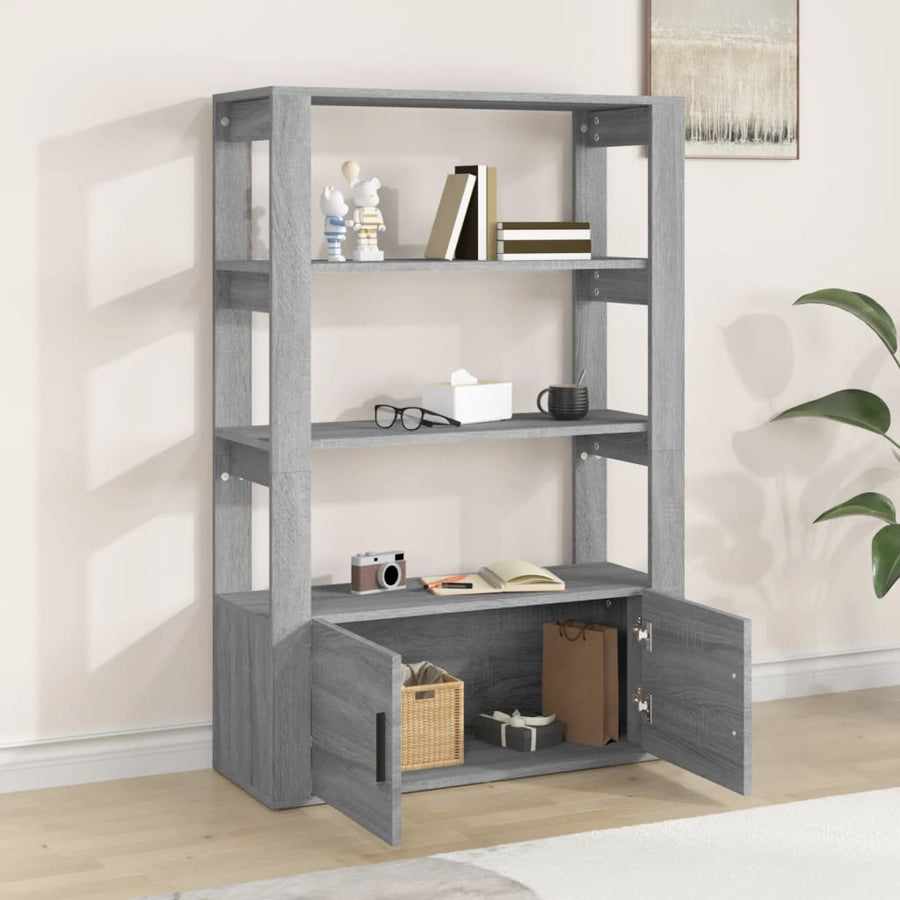 Dressoir 80X30X119,5 Cm Bewerkt Hout Eikenkleurig Grijs sonoma