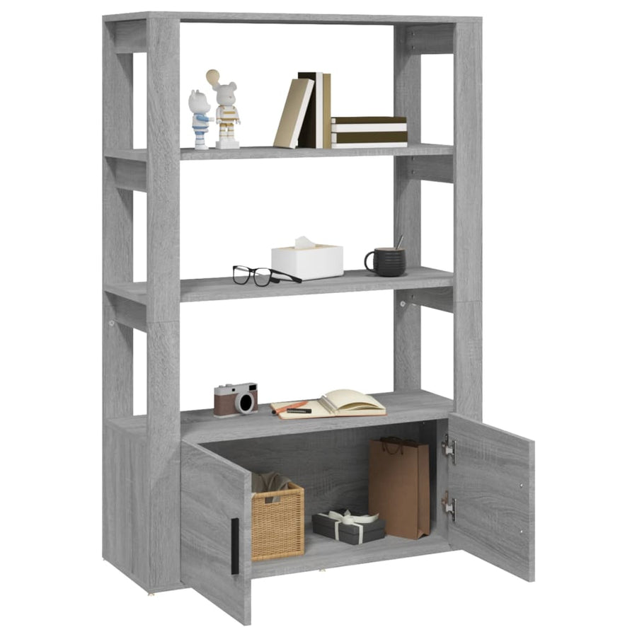 Dressoir 80X30X119,5 Cm Bewerkt Hout Eikenkleurig Grijs sonoma