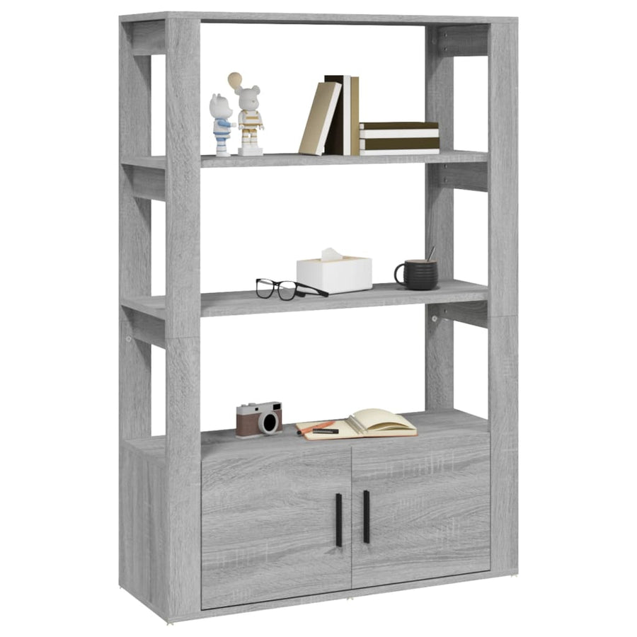Dressoir 80X30X119,5 Cm Bewerkt Hout Eikenkleurig Grijs sonoma