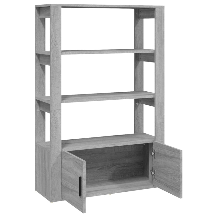 Dressoir 80X30X119,5 Cm Bewerkt Hout Eikenkleurig Grijs sonoma