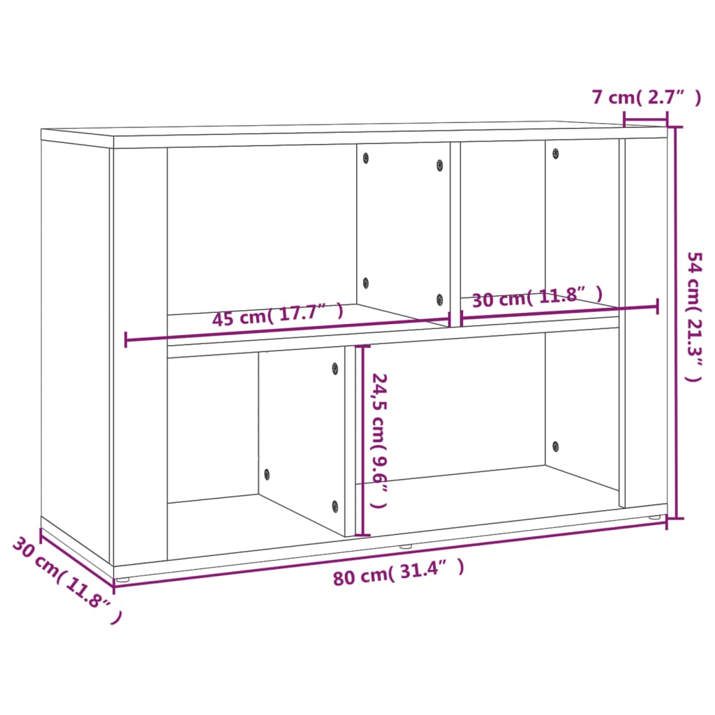 Dressoir 80X30X54 Cm Bewerkt Hout Wit