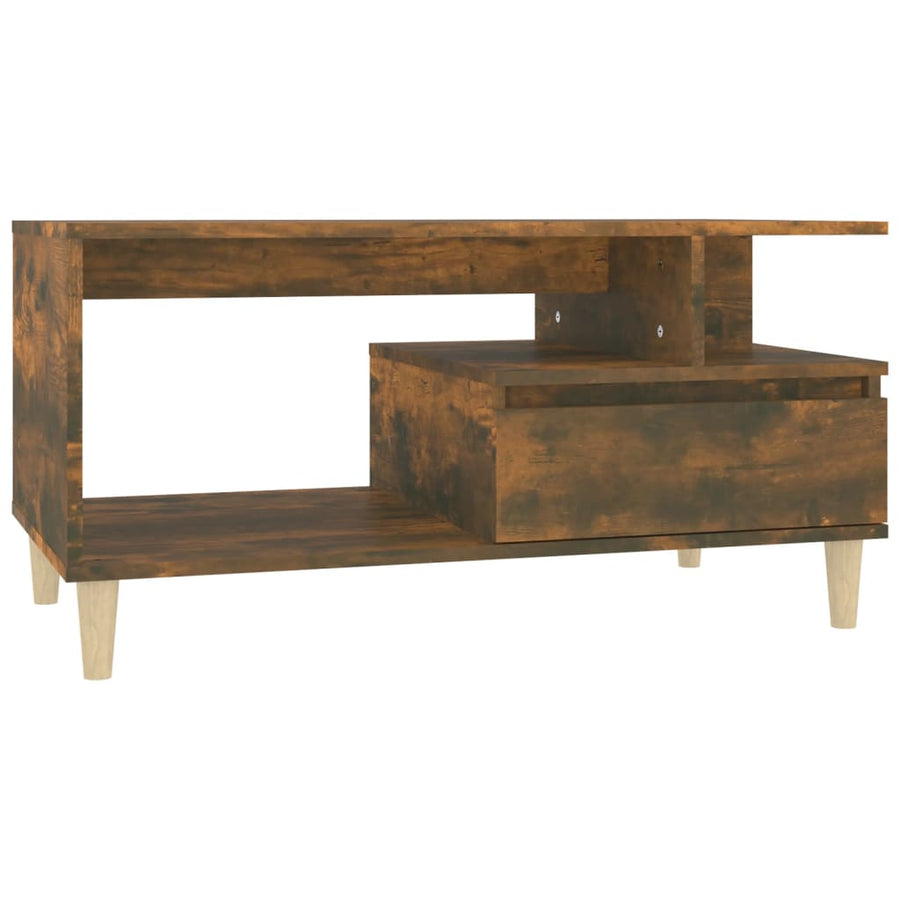 Salontafel 90X49X45 Cm Bewerkt Hout Gerookt Eikenkleurig