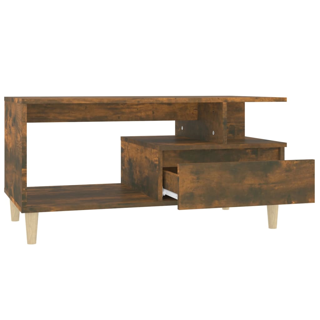 Salontafel 90X49X45 Cm Bewerkt Hout Gerookt Eikenkleurig