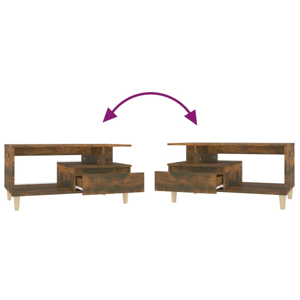 Salontafel 90X49X45 Cm Bewerkt Hout Gerookt Eikenkleurig