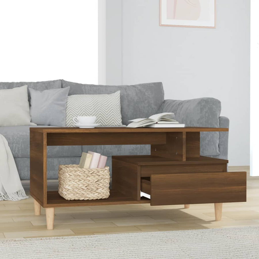 Salontafel 90X49X45 Cm Bewerkt Hout Bruineiken bruin eikenkleur