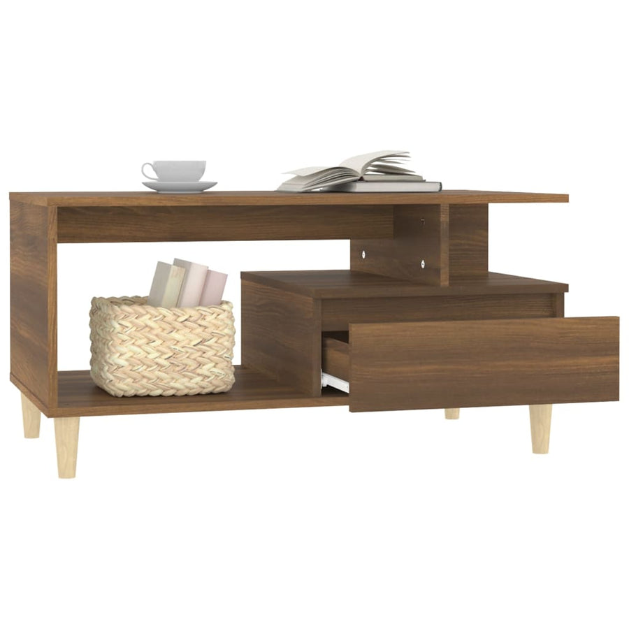 Salontafel 90X49X45 Cm Bewerkt Hout Bruineiken bruin eikenkleur