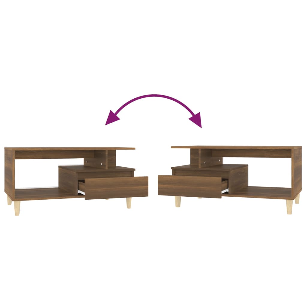 Salontafel 90X49X45 Cm Bewerkt Hout Bruineiken bruin eikenkleur