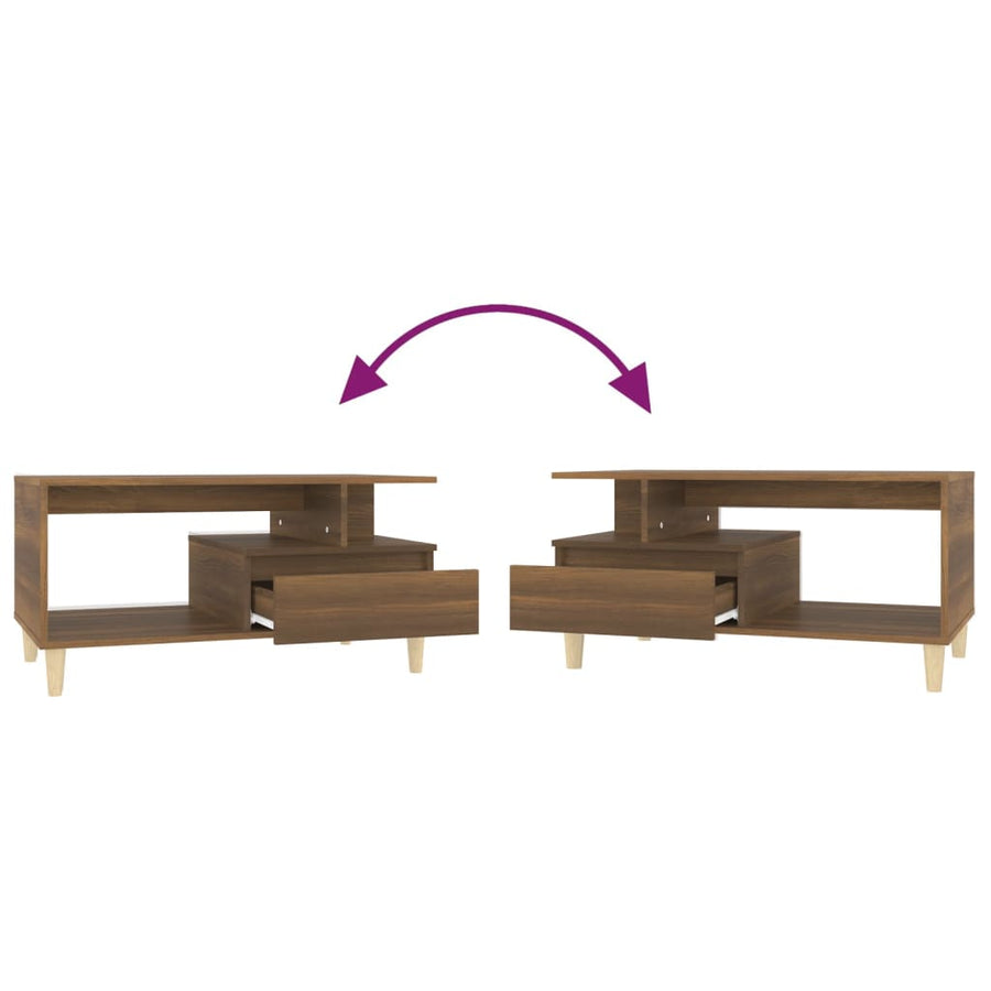Salontafel 90X49X45 Cm Bewerkt Hout Bruineiken bruin eikenkleur