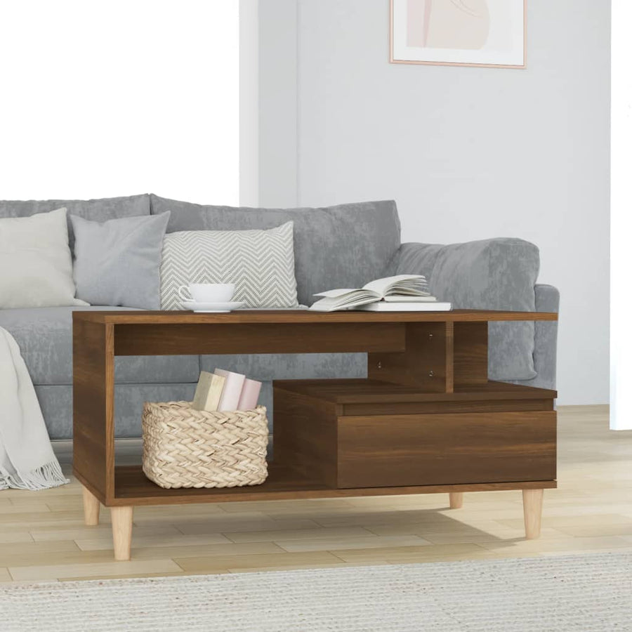 Salontafel 90X49X45 Cm Bewerkt Hout Bruineiken bruin eikenkleur