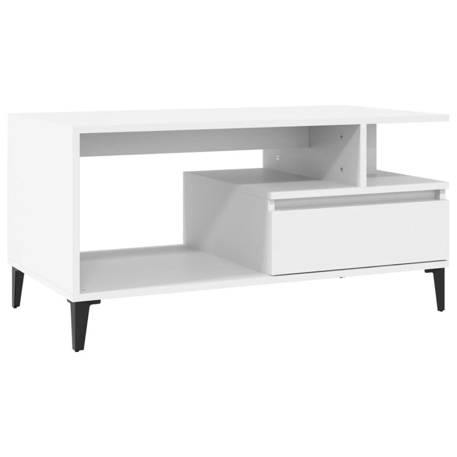 Salontafel 90X49X45 Cm Bewerkt Hout Wit