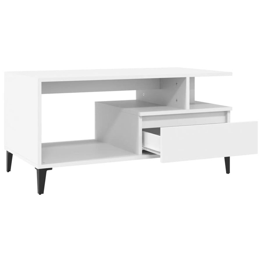 Salontafel 90X49X45 Cm Bewerkt Hout Wit