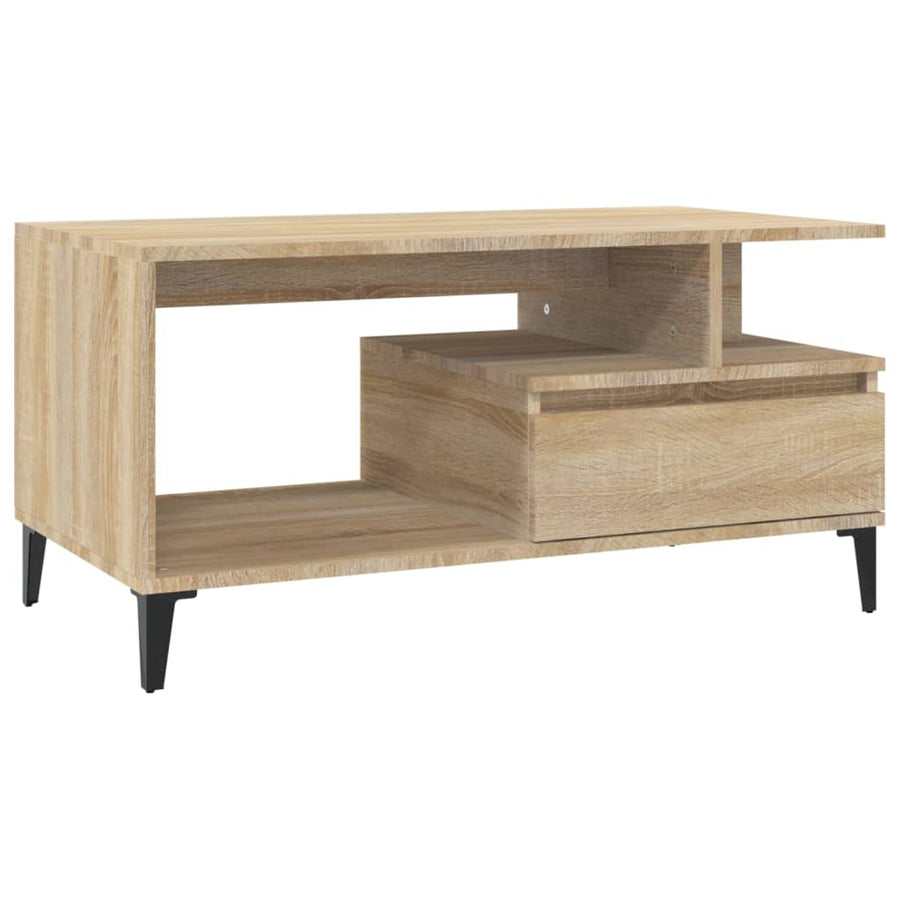 Salontafel 90X49X45 Cm Bewerkt Hout Kleurig Sonoma eiken