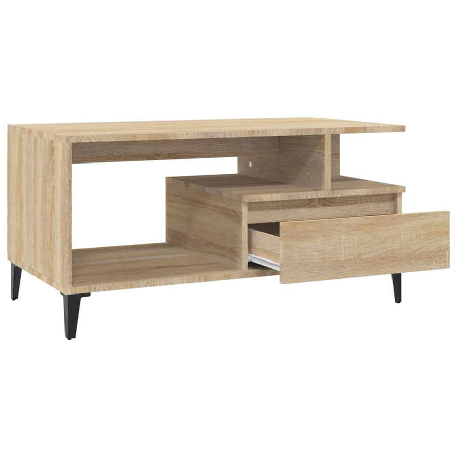 Salontafel 90X49X45 Cm Bewerkt Hout Kleurig Sonoma eiken