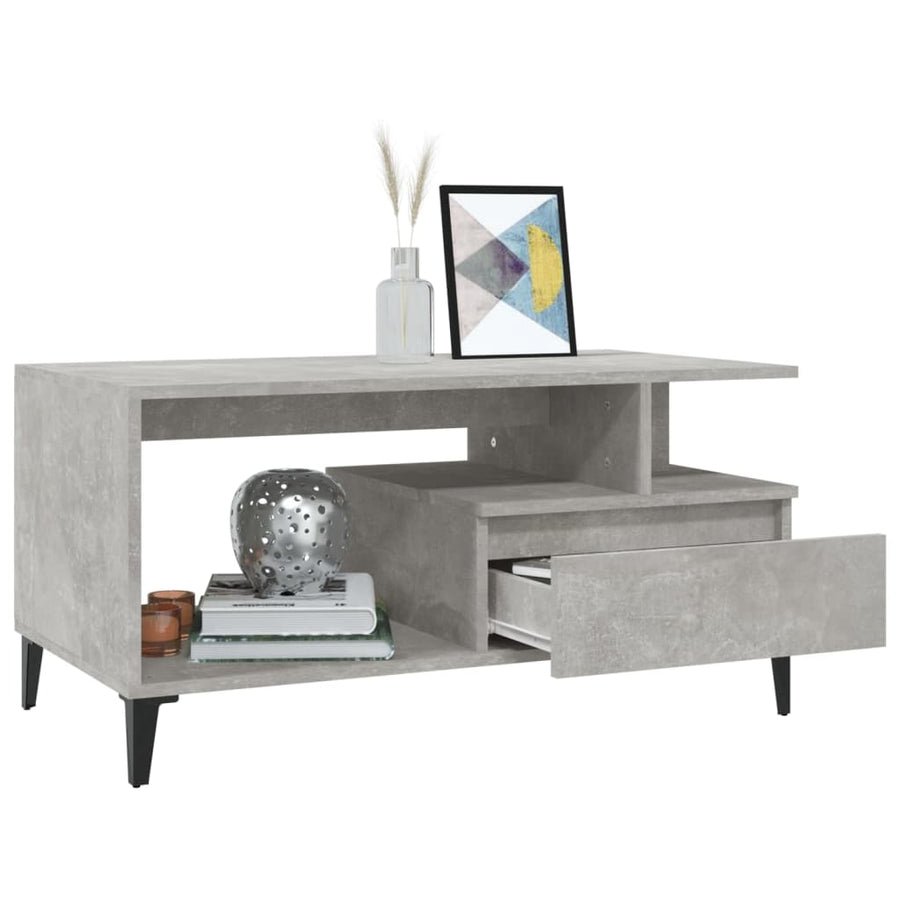 Salontafel 90X49X45 Cm Bewerkt Hout Betongrijs