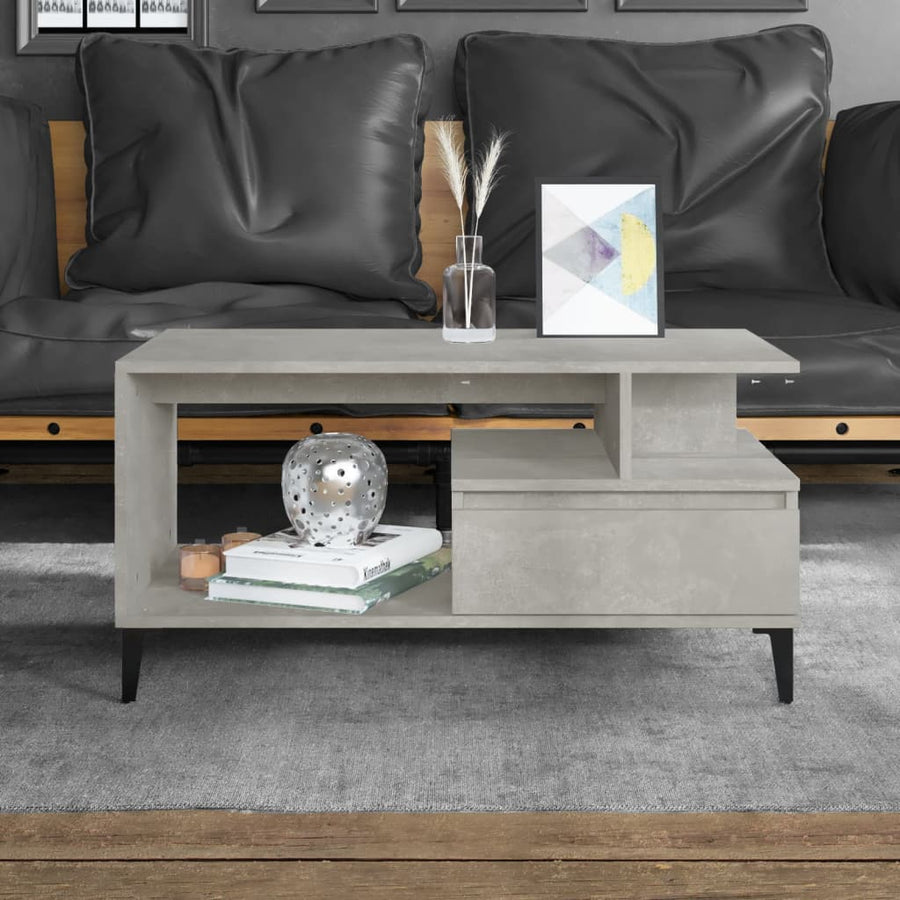 Salontafel 90X49X45 Cm Bewerkt Hout Betongrijs