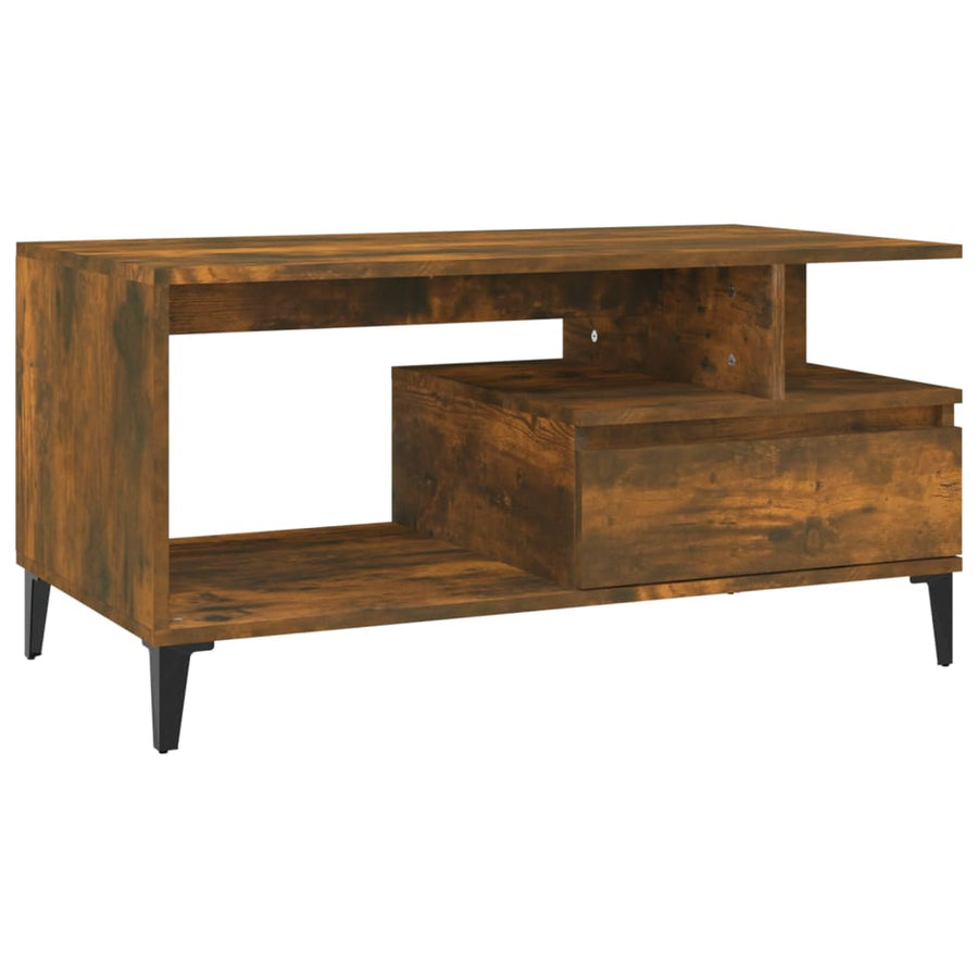 Salontafel 90X49X45 Cm Bewerkt Hout Kleurig Gerookt eiken