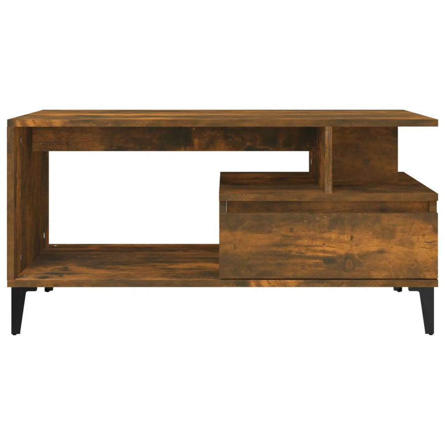 Salontafel 90X49X45 Cm Bewerkt Hout Kleurig Gerookt eiken