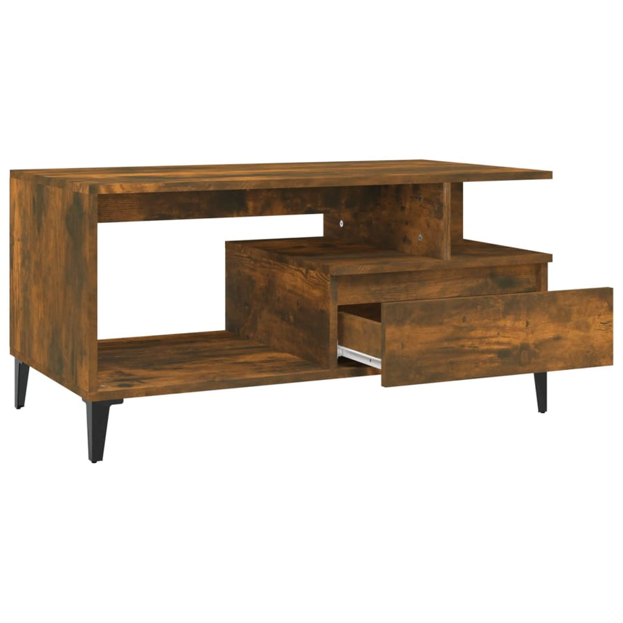 Salontafel 90X49X45 Cm Bewerkt Hout Kleurig Gerookt eiken