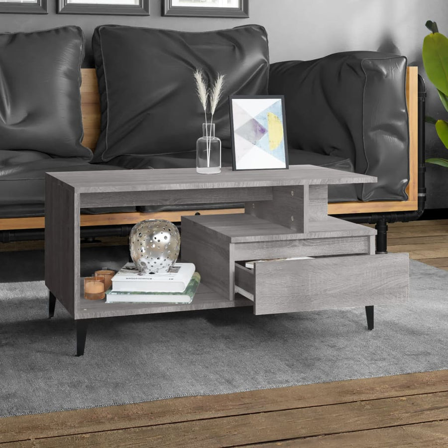 Salontafel 90X49X45 Cm Bewerkt Hout Grijs sonoma