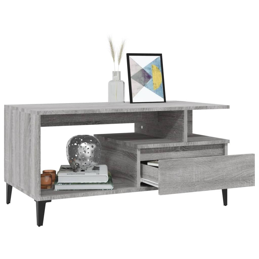 Salontafel 90X49X45 Cm Bewerkt Hout Grijs sonoma