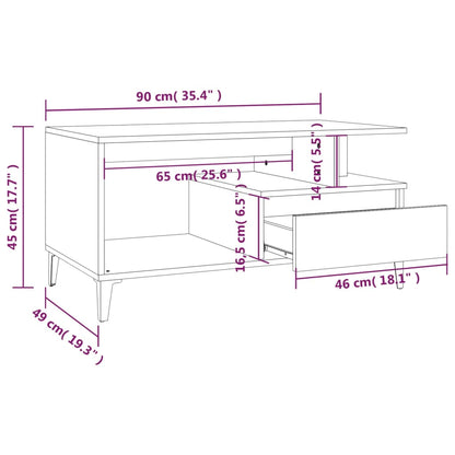 Salontafel 90X49X45 Cm Bewerkt Hout Grijs sonoma