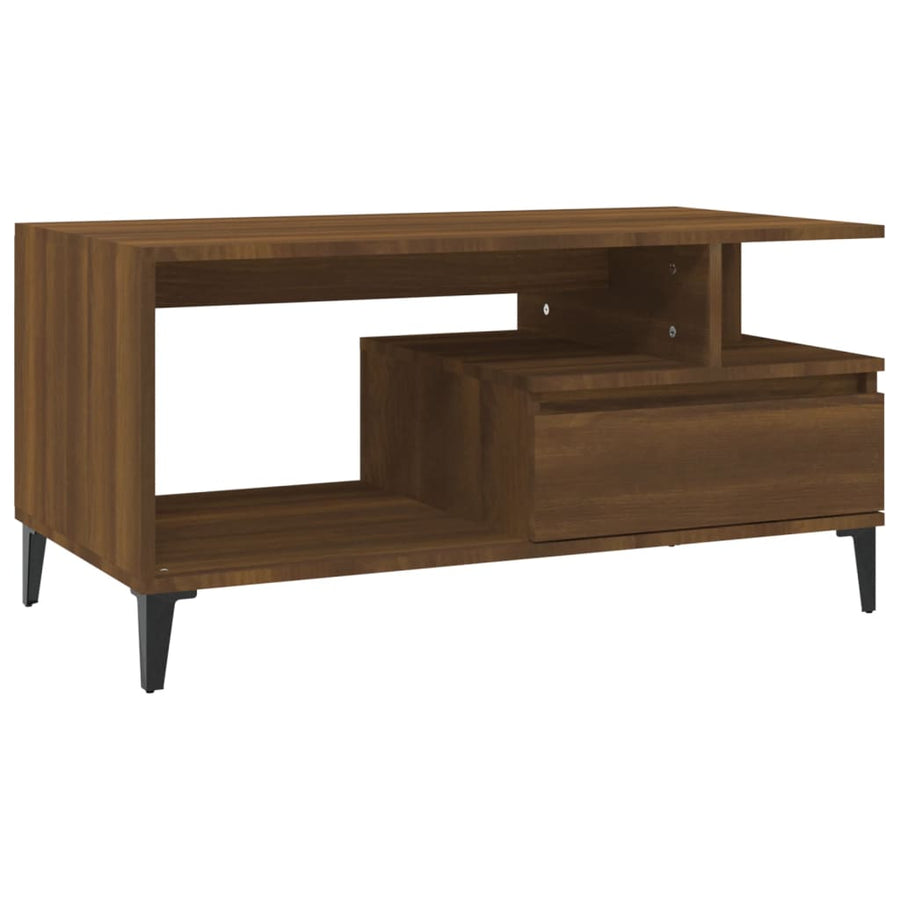Salontafel 90X49X45 Cm Bewerkt Hout Bruineiken bruin eikenkleur