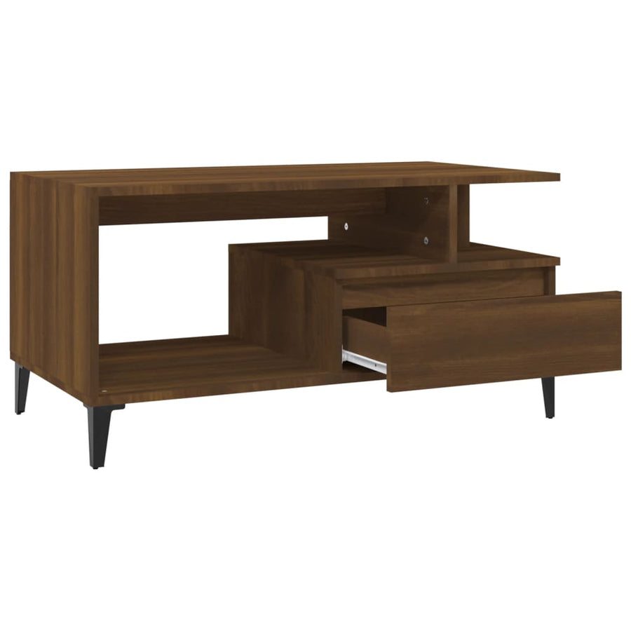 Salontafel 90X49X45 Cm Bewerkt Hout Bruineiken bruin eikenkleur