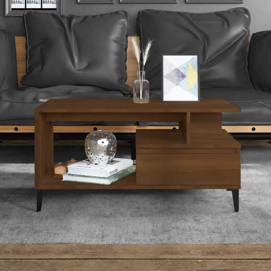 Salontafel 90X49X45 Cm Bewerkt Hout Bruineiken bruin eikenkleur