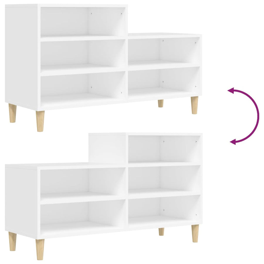 Schoenenkast 102X36X60 Cm Bewerkt Hout Wit