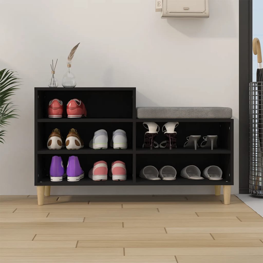 Schoenenkast 02X36X60 Cm Bewerkt Hout Zwart