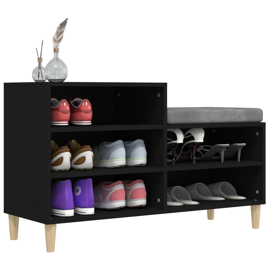 Schoenenkast 02X36X60 Cm Bewerkt Hout Zwart