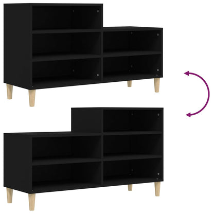 Schoenenkast 02X36X60 Cm Bewerkt Hout Zwart