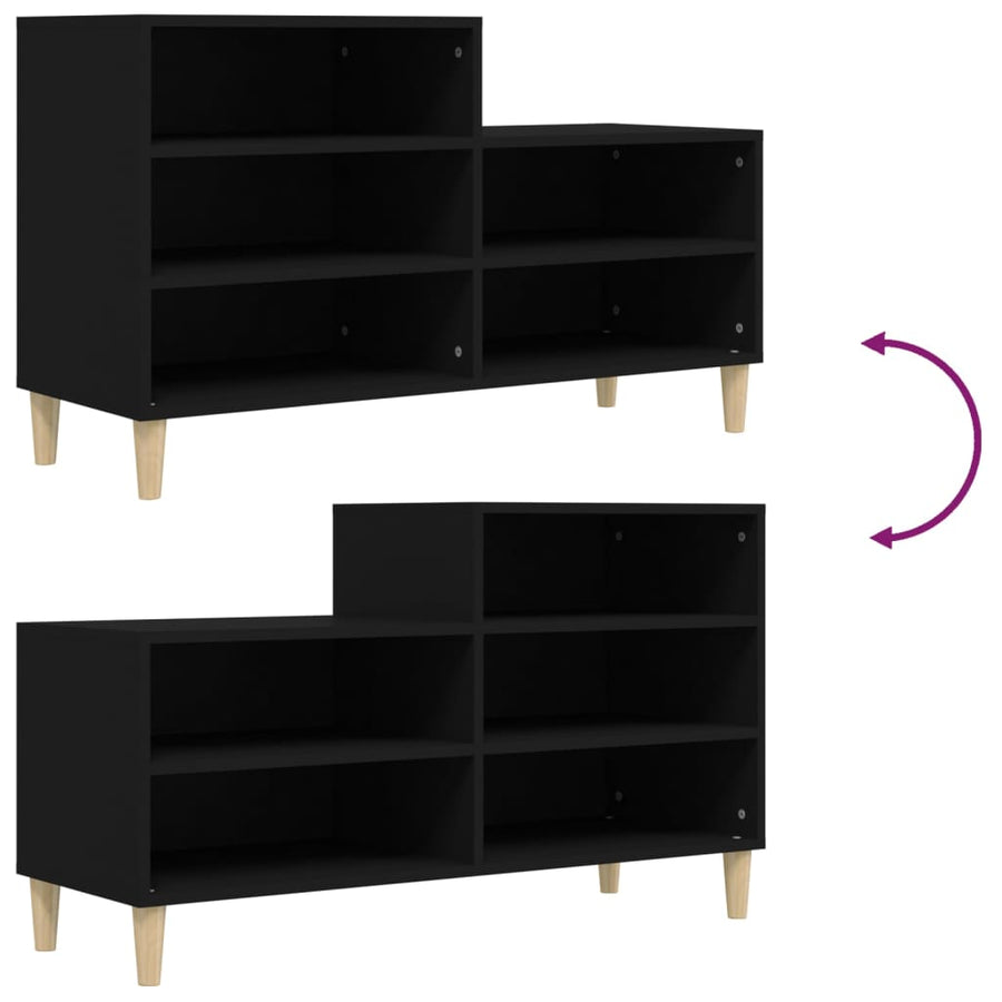Schoenenkast 02X36X60 Cm Bewerkt Hout Zwart