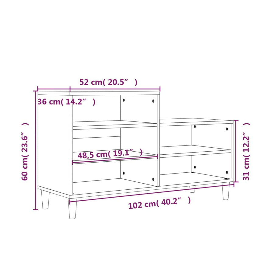 Schoenenkast 02X36X60 Cm Bewerkt Hout Zwart