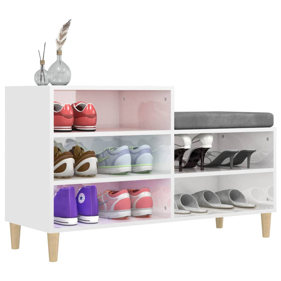 Schoenenkast 102X36X60 Cm Bewerkt Hout Hoogglans Wit