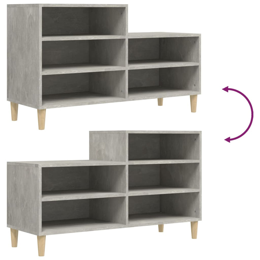 Schoenenkast 02X36X60 Cm Bewerkt Hout Betongrijs