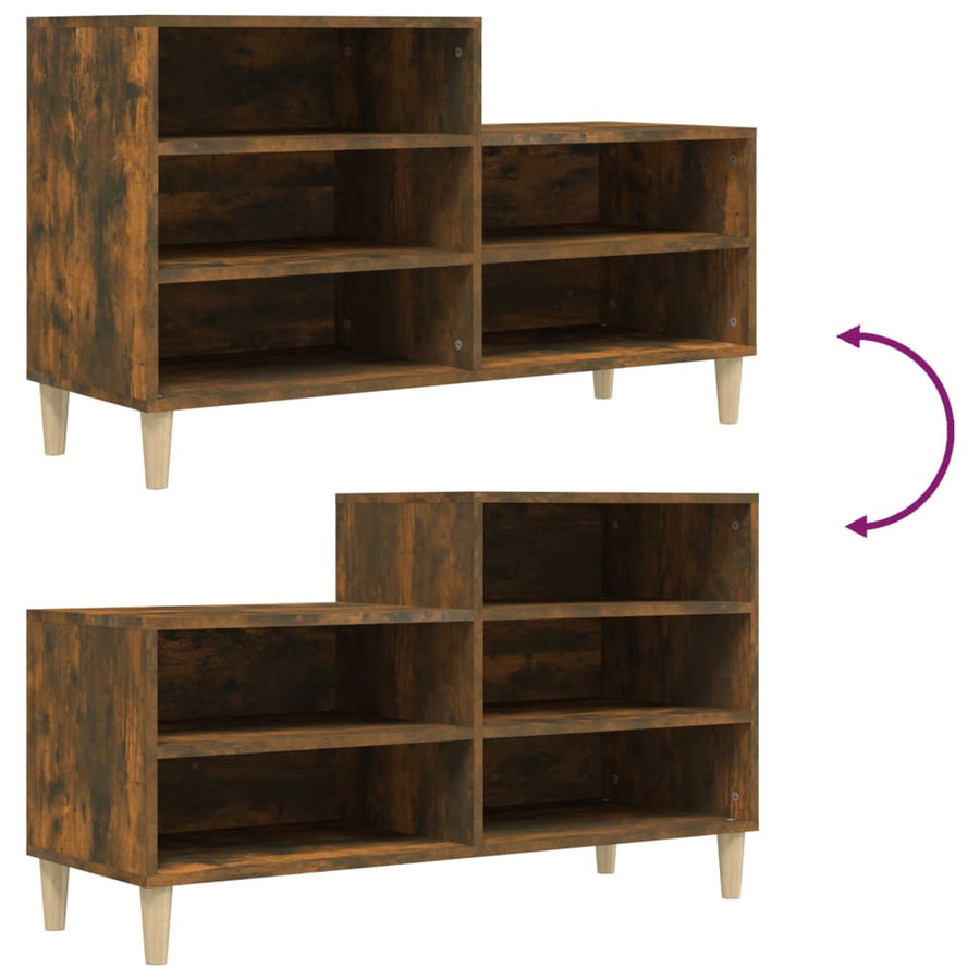 Schoenenkast 102X36X60 Cm Bewerkt Hout Gerookt Eikenkleurig