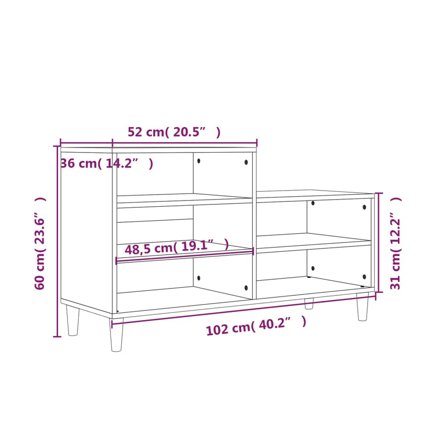 Schoenenkast 102X36X60 Cm Bewerkt Hout Gerookt Eikenkleurig