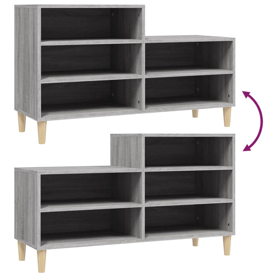 Schoenenkast 102X36X60 Cm Bewerkt Hout Sonoma Grijs