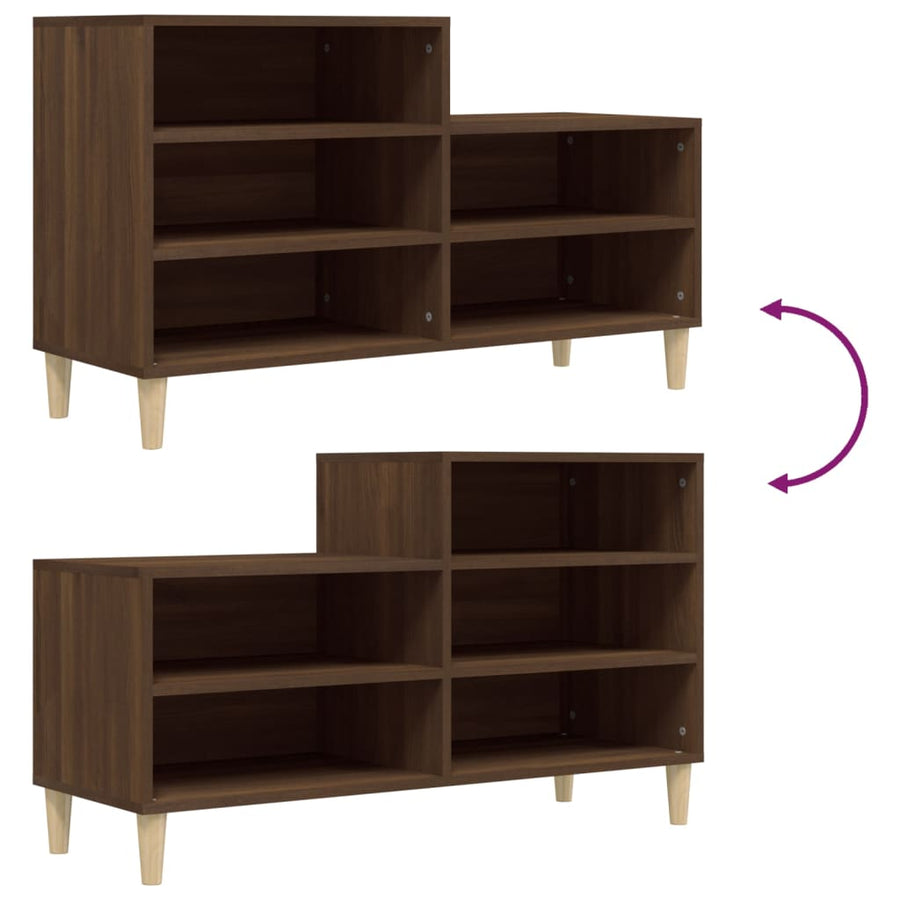 Schoenenkast 02X36X60 Cm Bewerkt Hout Bruin Eikenkleur Bruineiken