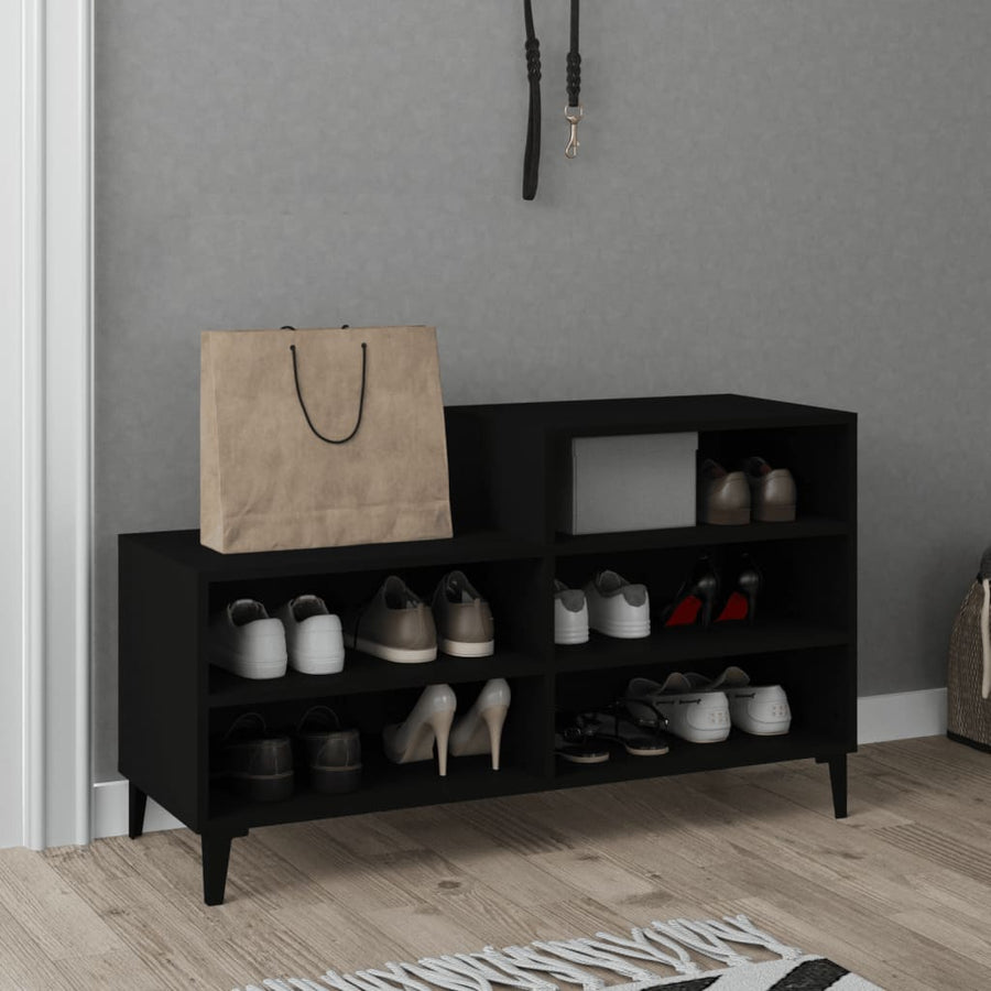 Schoenenkast 02X36X60 Cm Bewerkt Hout Zwart