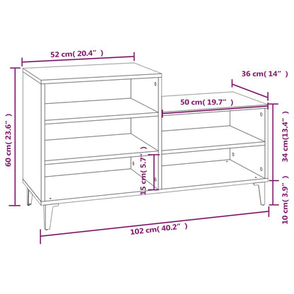 Schoenenkast 02X36X60 Cm Bewerkt Hout Zwart
