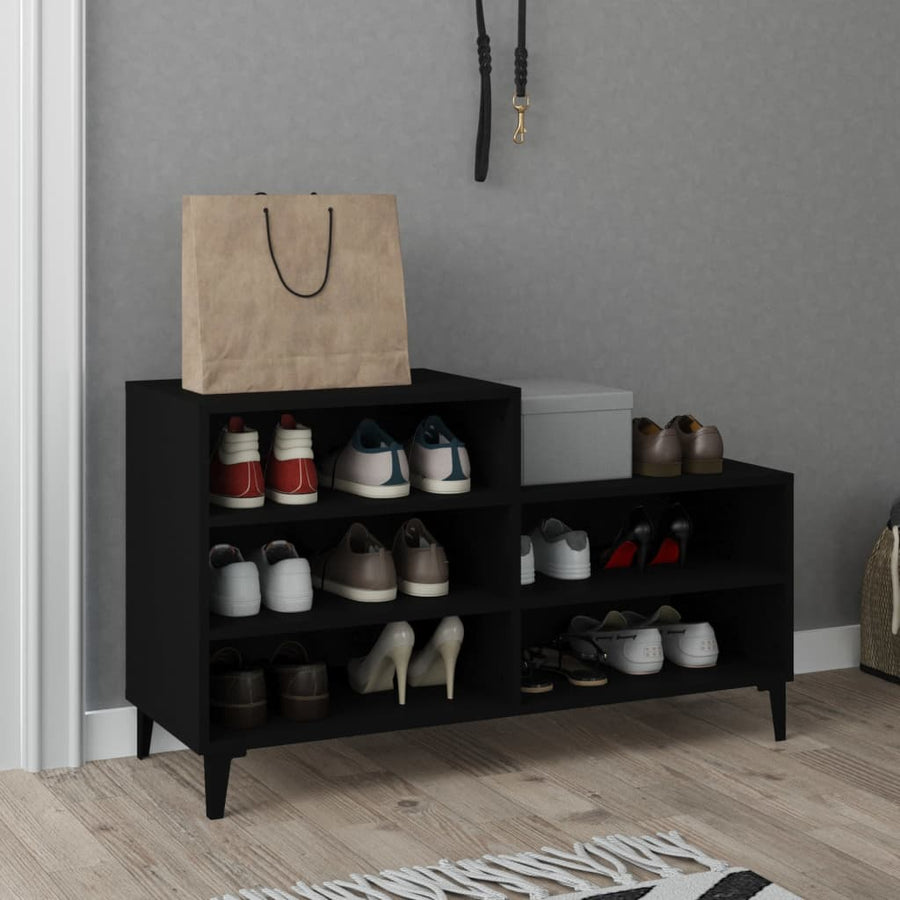 Schoenenkast 02X36X60 Cm Bewerkt Hout Zwart