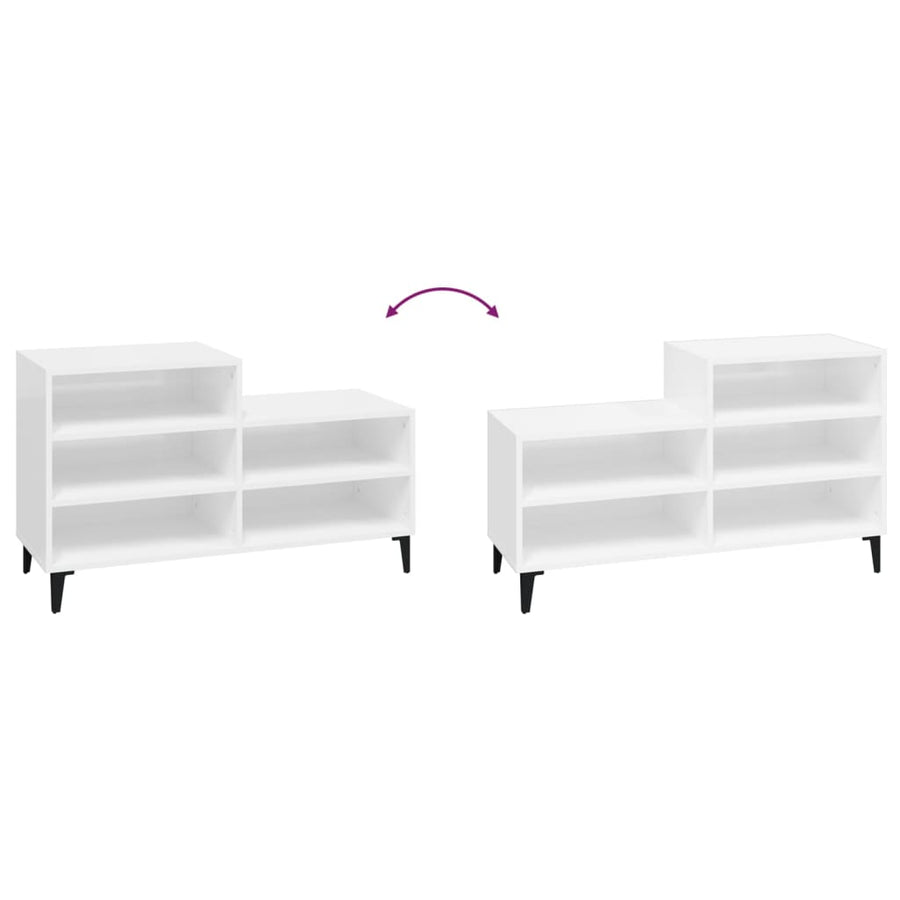 Schoenenkast 102X36X60 Cm Bewerkt Hout Hoogglans Wit